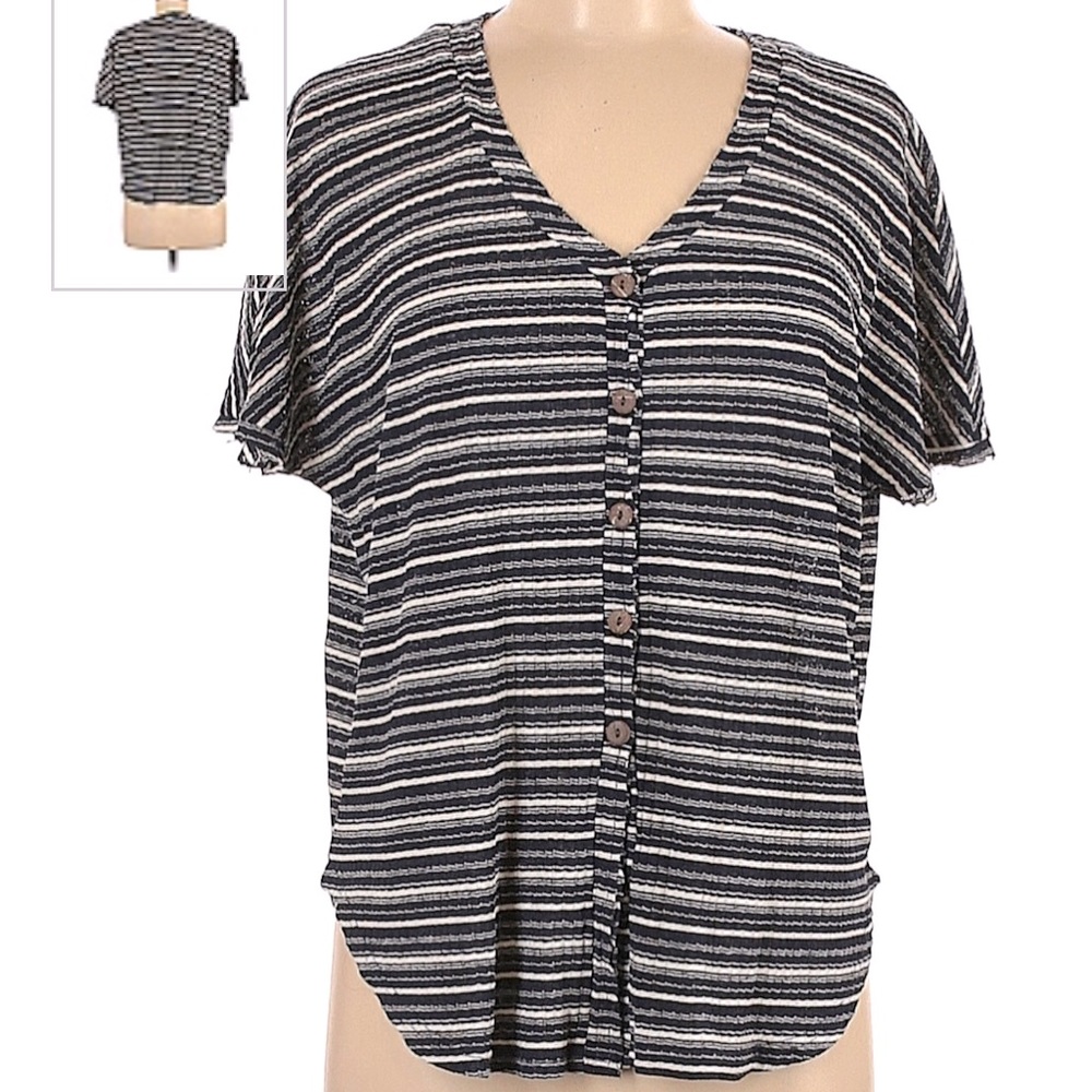 Miss Love • Blue & White striped • Button up shirt